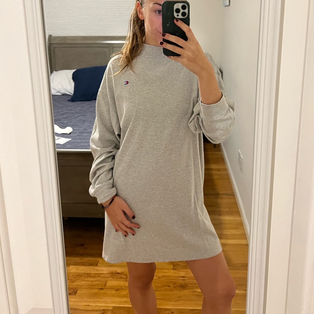 Kith x Champion oversize Grey thick collar shirt dress size small